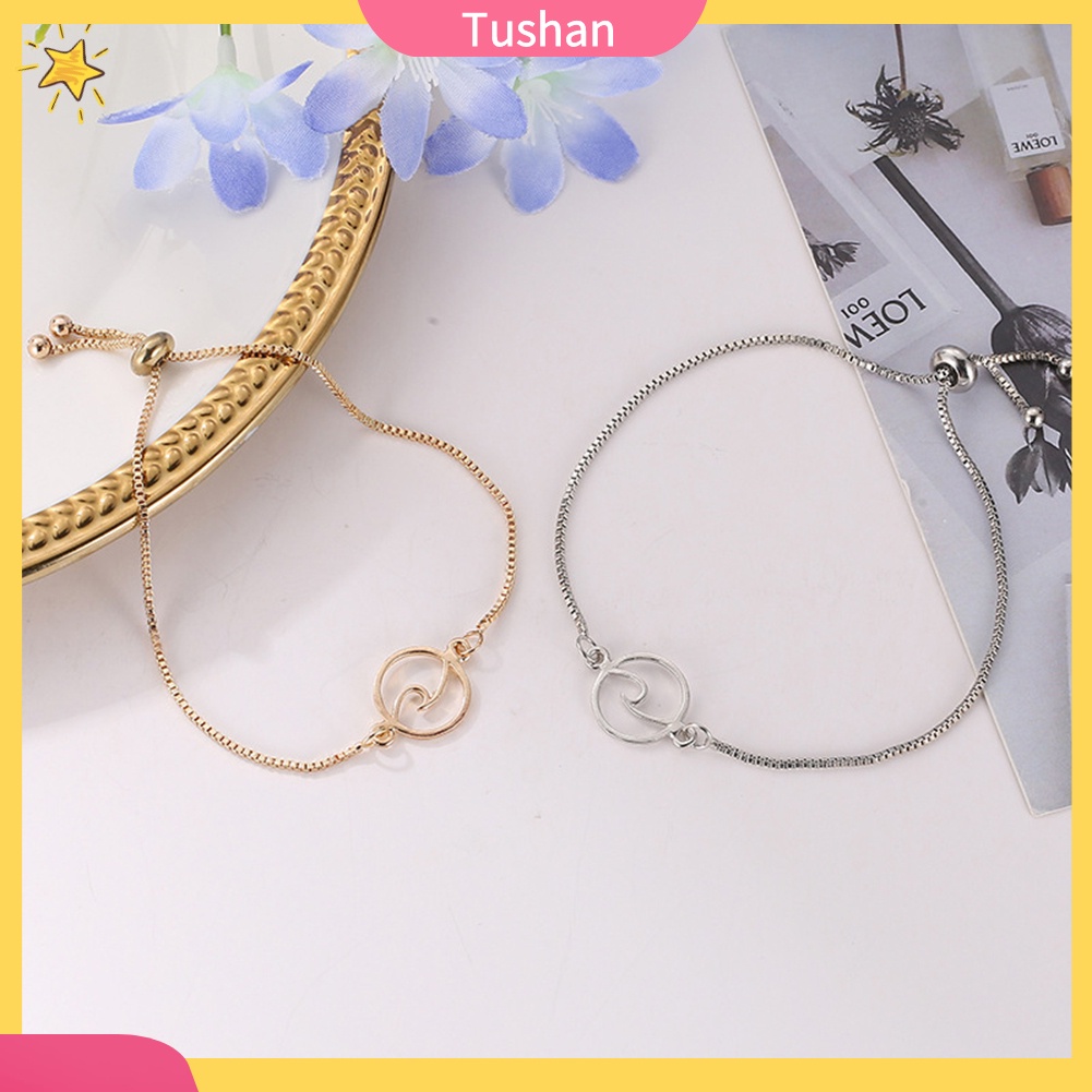 TUSH_Adjustable Women Fashion Hollow Wave Charm Box Chain Bracelet Party Jewelry Gift