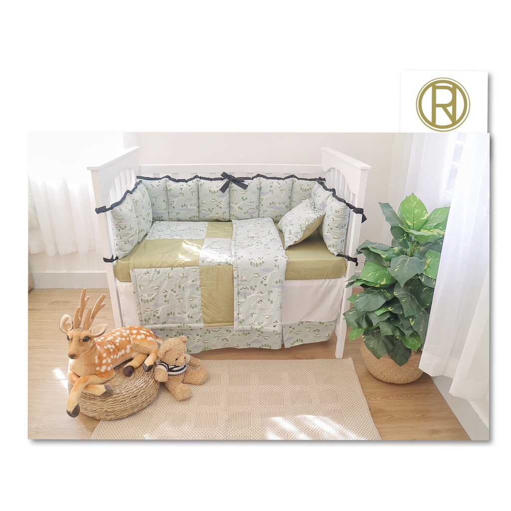 Quây cũi nhím xanh 5 chi tiết, kích thước 110x70cm - Rachel Baby shop