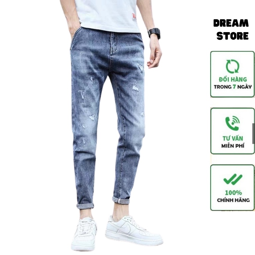 Quần jean nam VNXK vải cao cấp không phai giữ phom, quần dáng côn co giãn nhẹ DREAM STORE QJ42