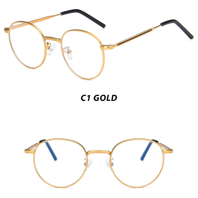 Mắt Kính Chống Cận Thị Màu Xanh Minus0°~-400° Kính Mát Gọng Tròn Thời Trang Hàn Quốc