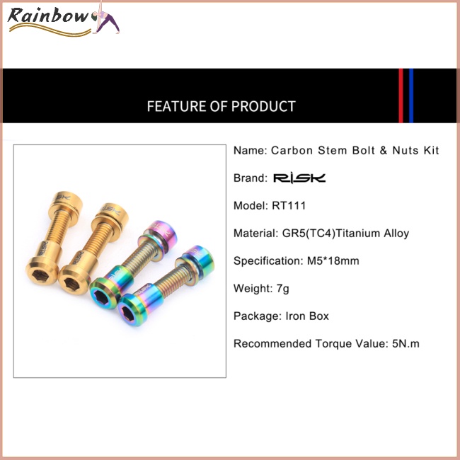 Bộ 4 Ốc Vít Bằng Hợp Kim Titan Cho Xe Đạp Leo Núi