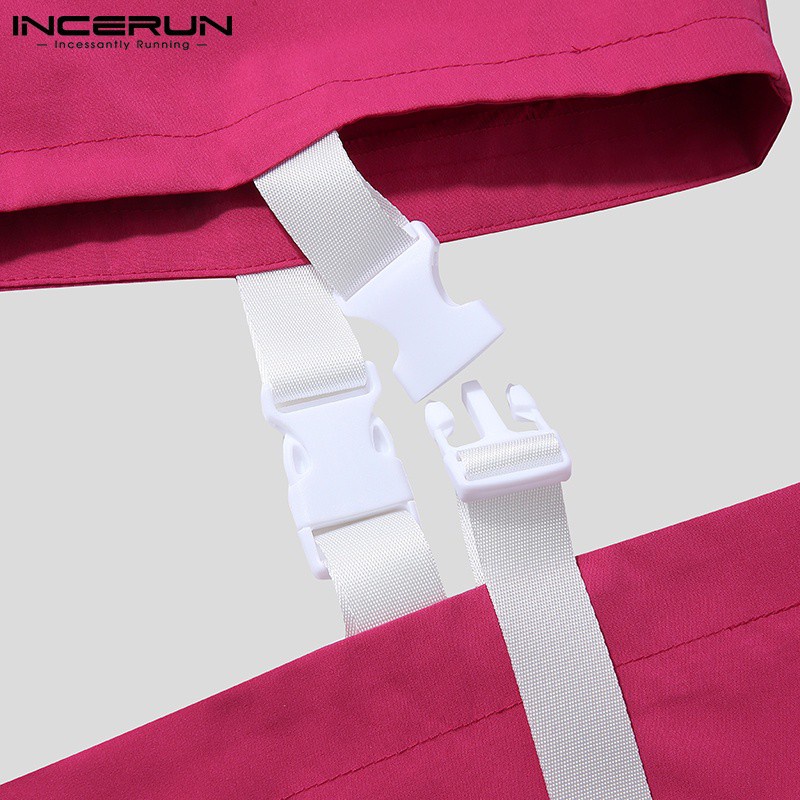 Quần dài INCERUN thời trang nam màu trơn co giãn thiết kế cắt xẻ