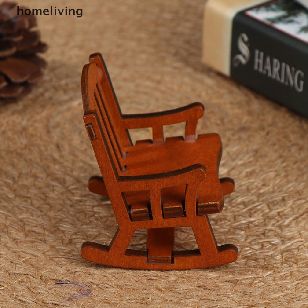 Mô Hình Ghế Gỗ Mini Tỉ Lệ 1 / 12 Trang Trí Nhà Búp Bê