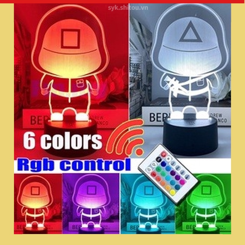 Cái mới(Điều khiển từ xa cảm ứng USB) Trò chơi câu mực Đèn ngủ 3D LED Đèn trang trí phòng sáng tạo@#spz