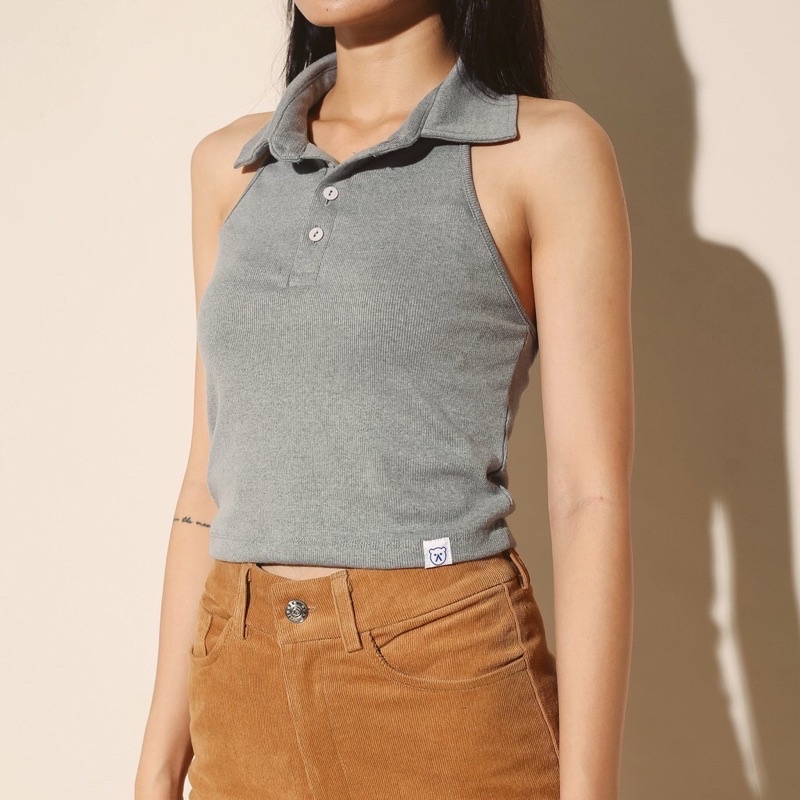 GingerBear - Áo Cổ Polo Hở Lưng - Polo Halter Croptop