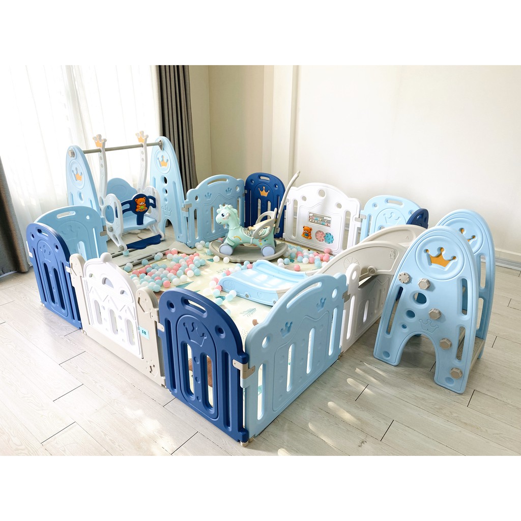 BỘ QUÂY BÓNG 1m8 x 2m + Cầu trượt, bóng rổ + Xích đu Hola CHÍNH HÃNG