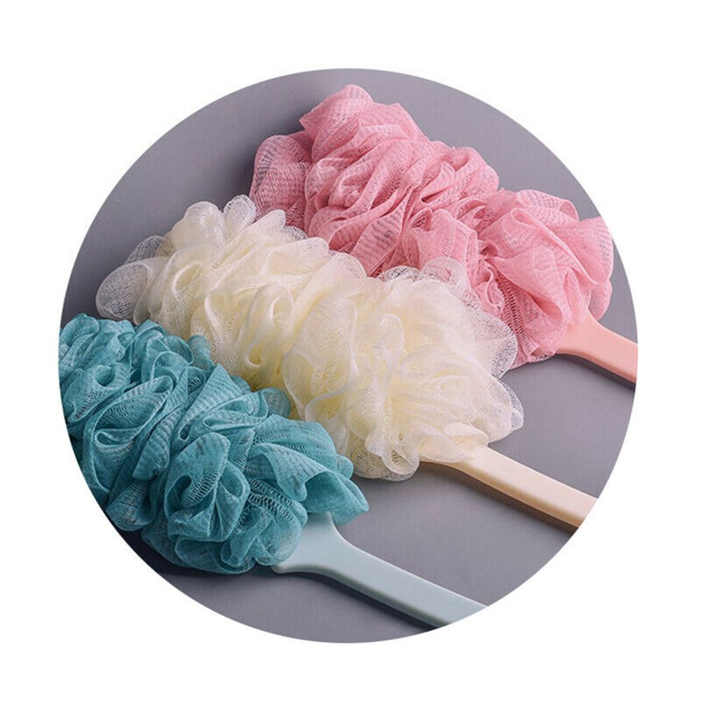 Bông tắm kỳ lưng tắm rửa tẩy tế bào chết toàn thân tay cầm dài làm từ lưới mềm có dây treo cho nhà tắm