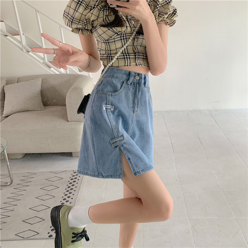 Chân váy jean Lưng Cao Thiết Kế Mới Thời Trang Mùa Hè Dành Cho Nữ