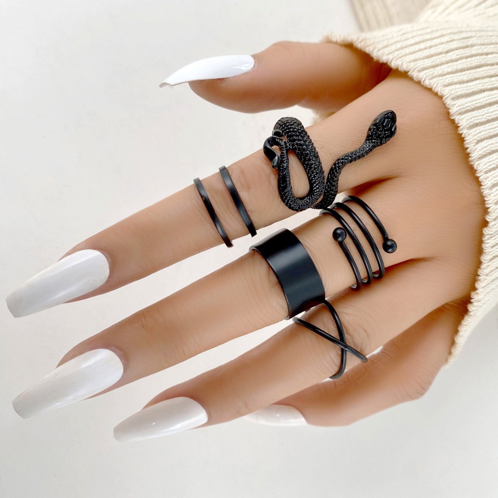 Set 5 Nhẫn Kim Loại Thời Trang Unisex