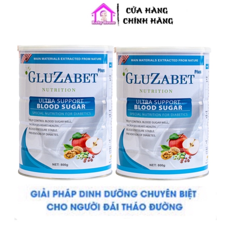 Combo 2 lon 800g sữa non tiểu đường Gluzabet chính hãng date mới