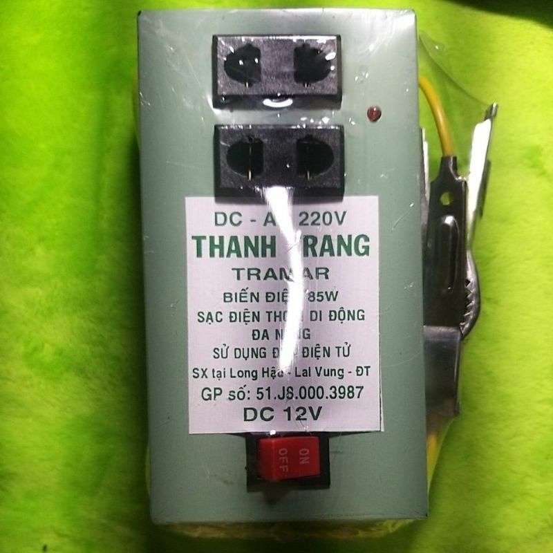 BIẾN ĐIỆN TỪ BÌNH ẮC QUY 12V THÀNH ĐIỆN ẮC 220V CÔNG SUẤT ĐƯỢC 85W
