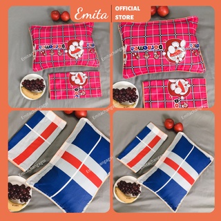 Đôi vỏ gối - 2 vỏ gối nằm trẻ em cotton 3d nhiều màu 35x50 - thiết kế emtbedding e06