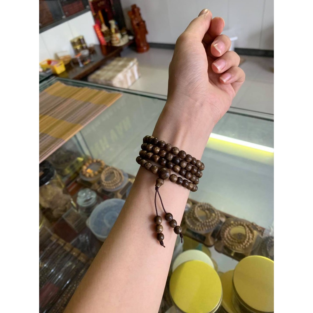Vòng trầm hương 108 hạt cao cấp nam nữ trầm tốc việt bảo hành 1 đổi 1 vòng trầm thơm
