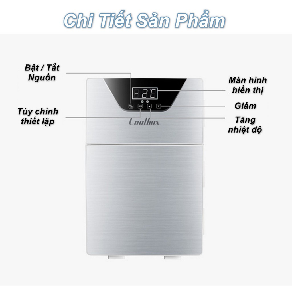 Tủ lạnh ô tô 20L 2 cửa LCD 3 Quạt siêu mạnh COOLBOX - Home and Garden