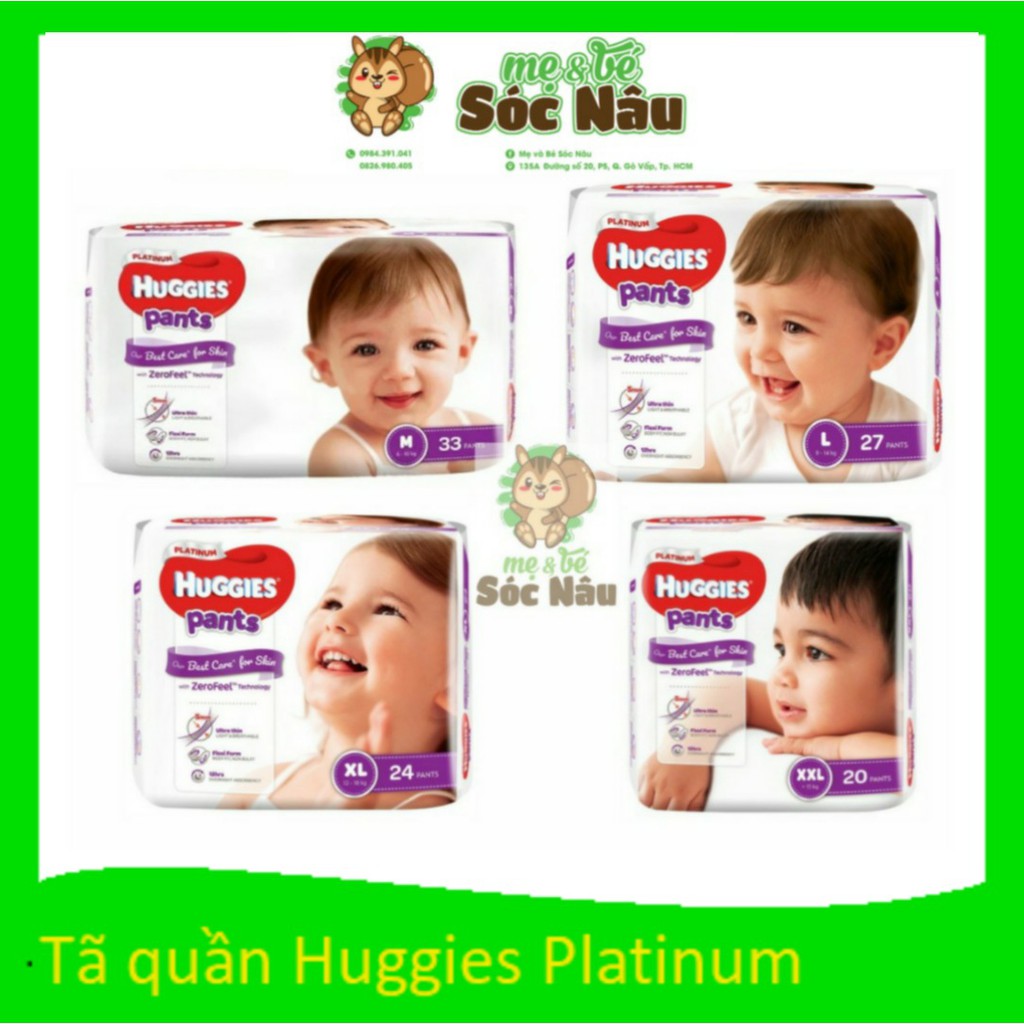 Tã quần Huggies Platinum M33/L27/XL24/XXL26