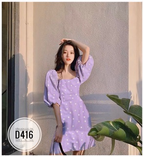Bigsize Đầm hoa cúc tím D416
