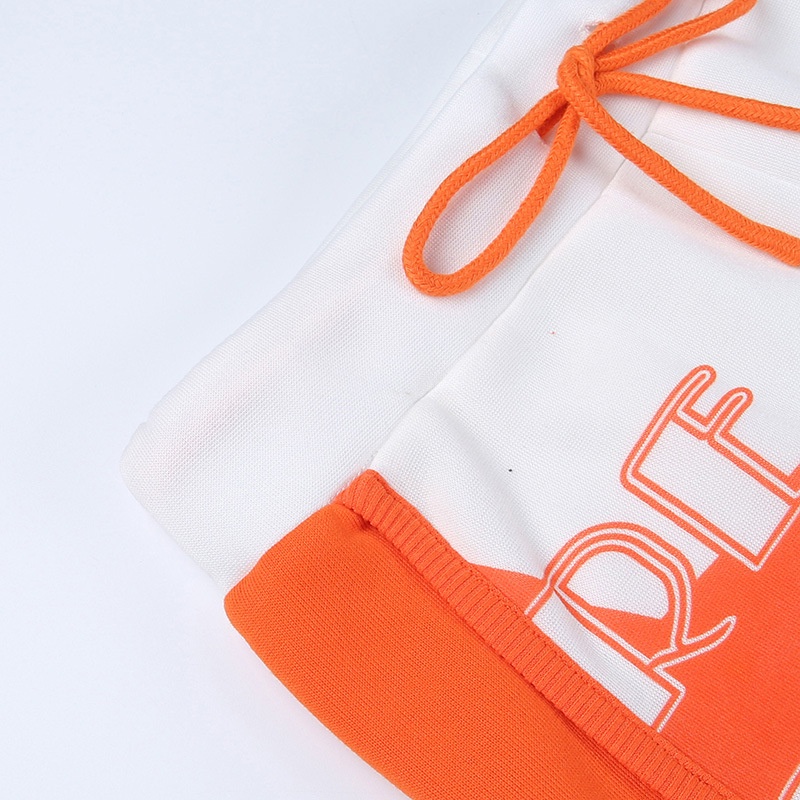 Set Áo Thun Tay Dài Khoá Kéo In Chữ + Quần Sọt Lưng Cao Phong Cách Thể Thao