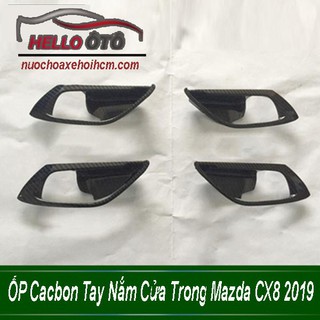 Ốp cacbon tay nắm cửa trong mazda cx8 2019