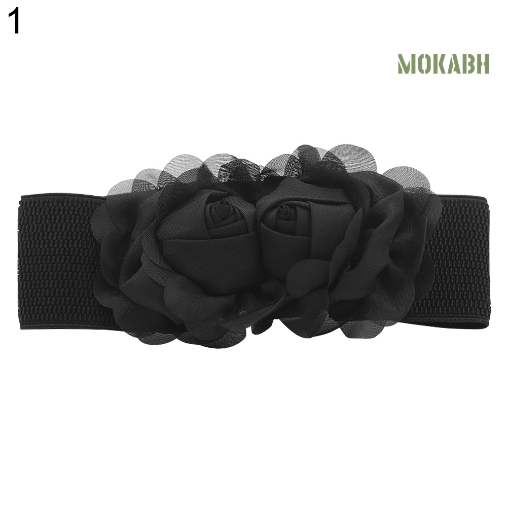 Thắt Lưng Bản Rộng Co Giãn Mặt Hoa Hồng Thời Trang Cho Nữ