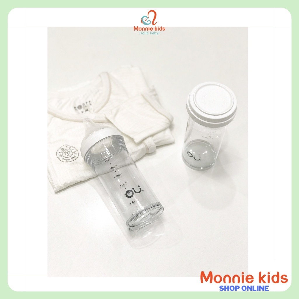 Bình sữa cho bé OU:WISH PPSU 140ml, bình sữa trong suốt cho bé sơ sinh - Tôm bebee TB041