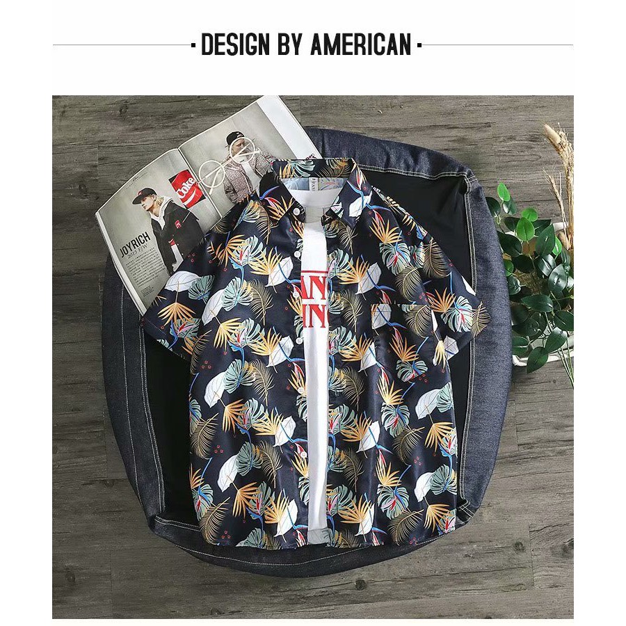 Áo Sơ Mi Nam Ngắn Tay In Hình Thời Trang Hàn Quốc