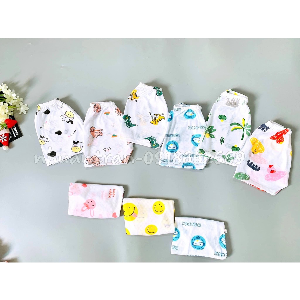 10 Quần cộc cotton giấy bé trai bé gái size 3-14kg
