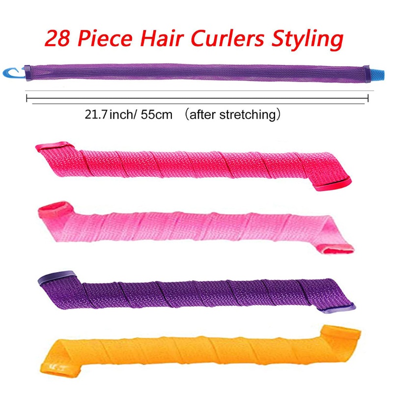 Bộ 28 Dụng Cụ Uốn Tóc Xoăn Gợn Sóng DIY Không Dùng Nhiệt