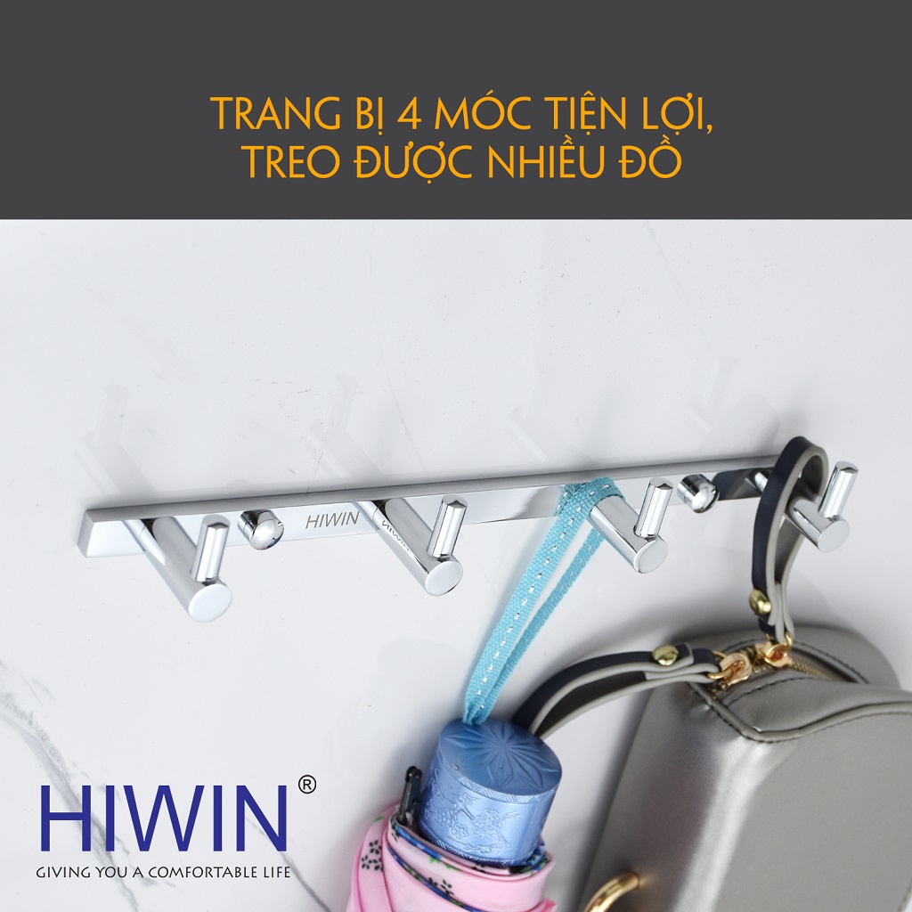 Móc treo quần áo tiện lợi 4 móc chất liệu đồng mạ crom mặt gương HIWIN Y-6302-4