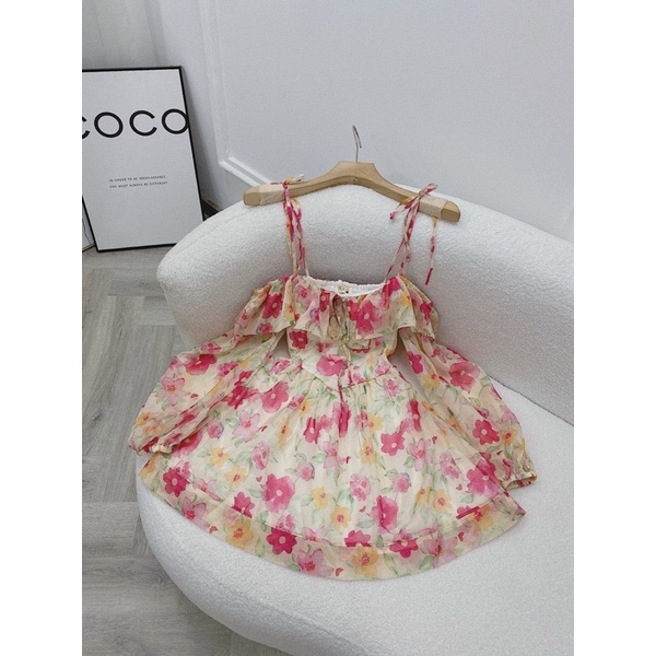 ĐẦM HOA VÀNG BÈO  RỚT VAI✨ ( có sẵn ) | BigBuy360 - bigbuy360.vn