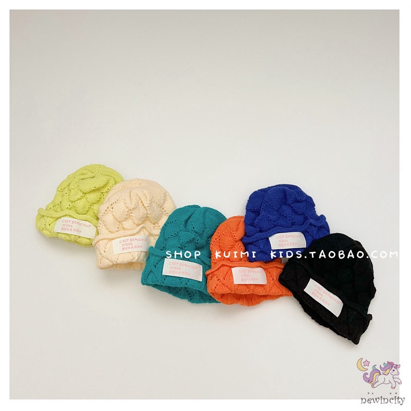Mũ Beanie Dệt Kim Co Giãn Giữ Ấm Mùa Thu Đông Phong Cách Hàn Quốc Cho Bé Trai Bé Gái
