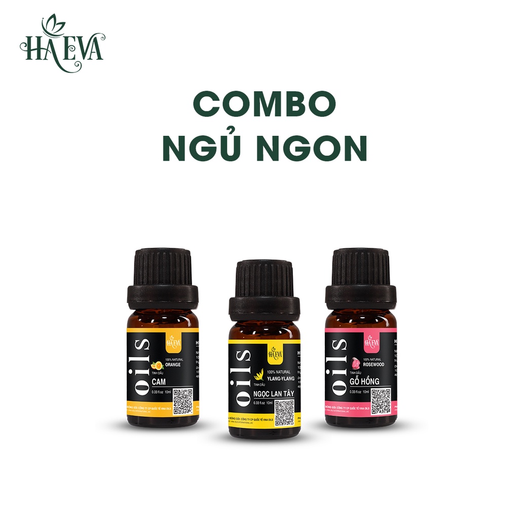 Combo Tinh dầu Ngủ Ngon Haeva Cao Cấp, 100% Thiên Nhiên, 3 chai 10ml,Giảm căng thẳng - mệt mỏi, giúp ngủ sâu ngon giấc