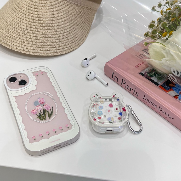 Vỏ Bảo Vệ Hộp Sạc Tai Nghe Bluetooth airpods 1/2 pro Bằng tpu Mềm Họa Tiết Hoạt Hình Gấu/Hoa Nhiều Màu Dễ Thương