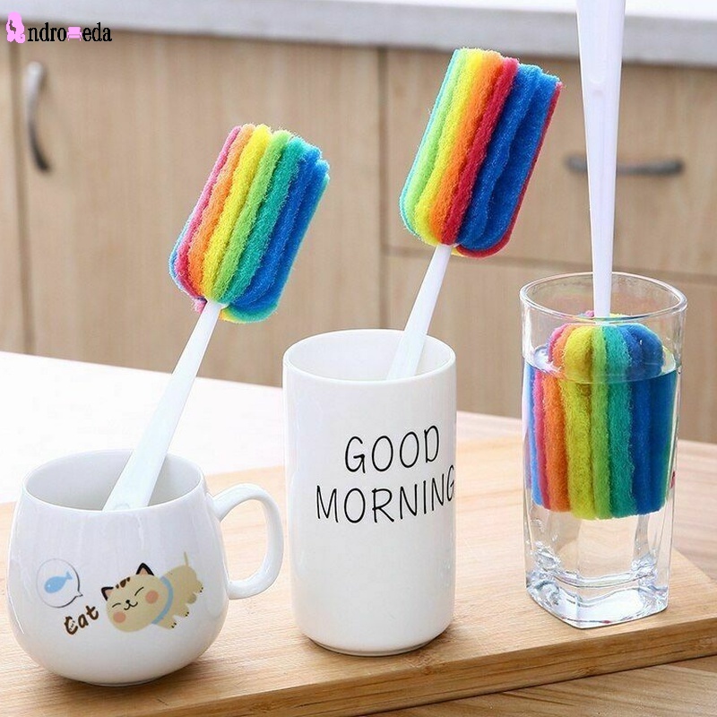 1 Cây Cọ Rửa Ly Cốc Thủy Tinh Tay Cầm Dài Nhiều Màu Sắc Dùng Cho Gia Đình