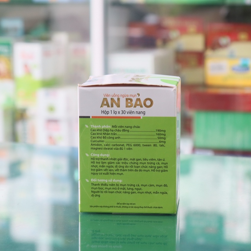 Viên uống mụn An Bảo - Hỗ trợ làm giảm mụn trứng cá, mụn nhọt, mờ vết sẹo trên da (hộp 40 viên)