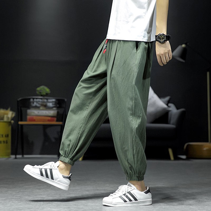 Spring trousers men's loose and versatile trend wide-leg harem pants fat plus size lantern nine points casual pants men