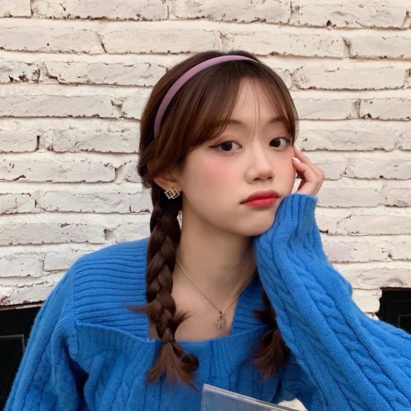 Bờm cài tóc trơn satin bản nhỏ, Băng đô nhiều màu