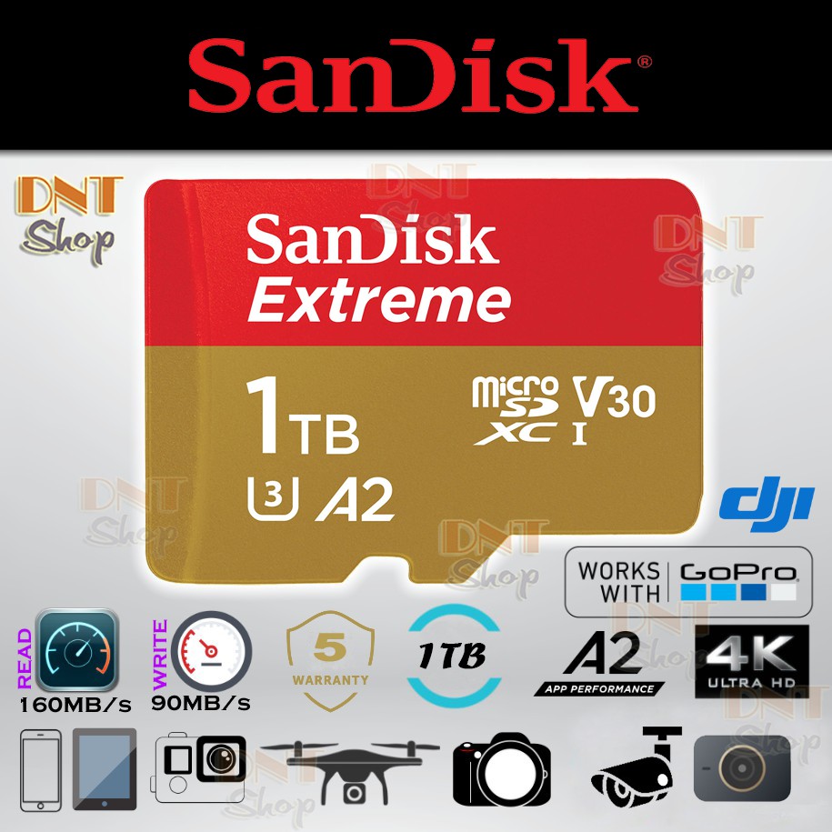 Thẻ nhớ MicroSDXC SanDisk Extreme A2 - 1TB V30 U3 4K Class 10 UHS-I 160MB/s (SDSQXA1-1T00-AN6MA)