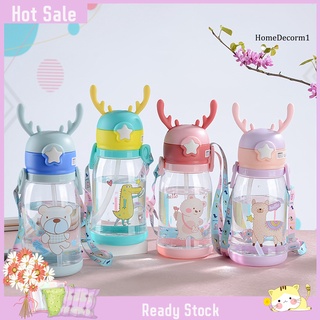Bình Nước Nhựa Dung Tích Lớn Hình Sừng Hươu Có Ống Hút Cho Bé