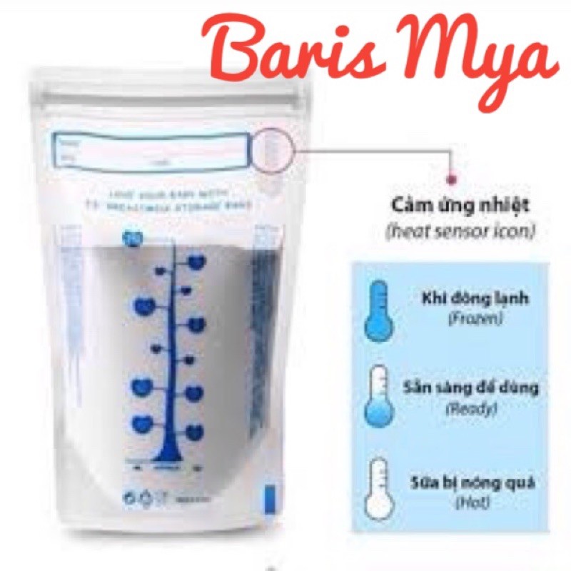 Hộp 30 Túi trữ sữa mẹ CẢM ỨNG NHIỆT UNIMOM TS không có BPA 210ml