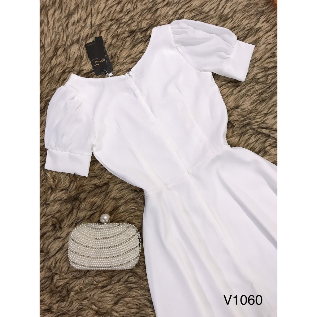 [ xả kho ] MiD Đầm trắng cổ tim hàng thiết kế V1060 Mie Design ảnh thật
