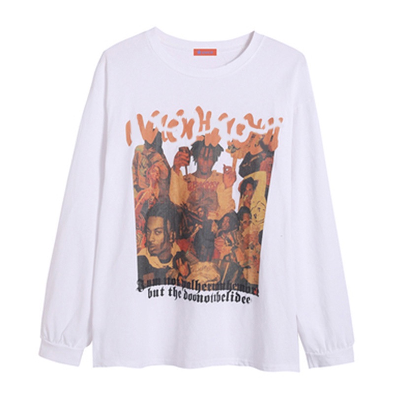 Áo thun nữ tay dài dáng rộng phong cách hip hop