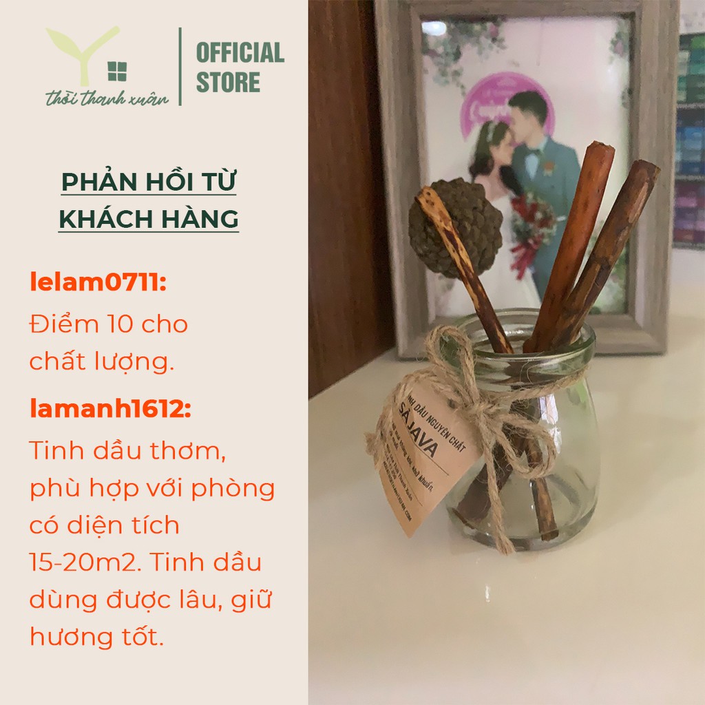 Tinh dầu khử mùi phòng Youth Home Tinh dầu Sả Java TẶNG KÈM Bộ khuếch tán tinh dầu bằng Gỗ thông Đà Lạt (TRỊ GIÁ 92K)