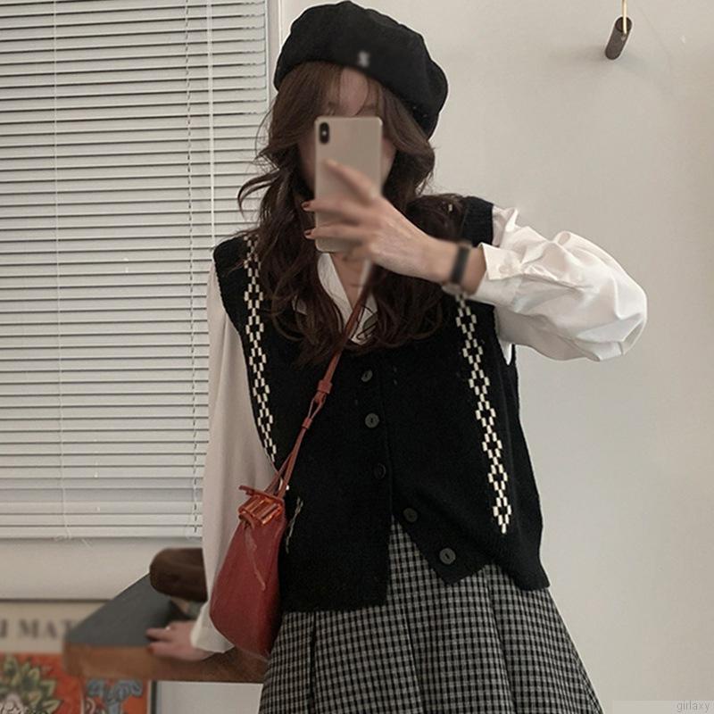 Áo sweater không tay cổ chữ V sành điệu cho nữ