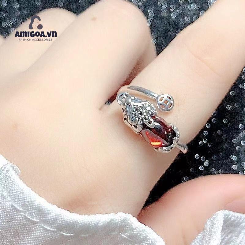 ✨✨Nhẫn Đồng Mạ Bạc Khắc Hình Sáu Trái Tim Phong Cách Cổ Điển Dành Cho Nam Nữ