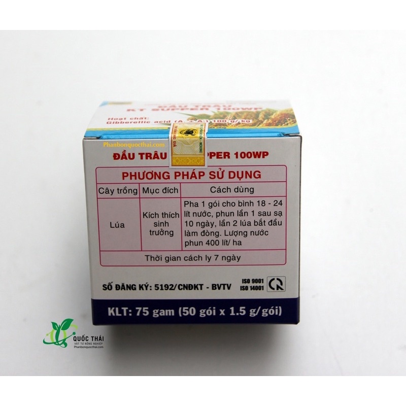 Kích thích và điều hòa sinh trưởng,Đầu trâu KT Super 100WP