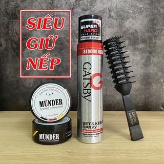 [Giá Hủy Diệt – Chính Hãng] Sáp Vuốt Tóc Nam MUNDER + Gôm Keo Xịt Tóc Gatsby + Tặng Lược