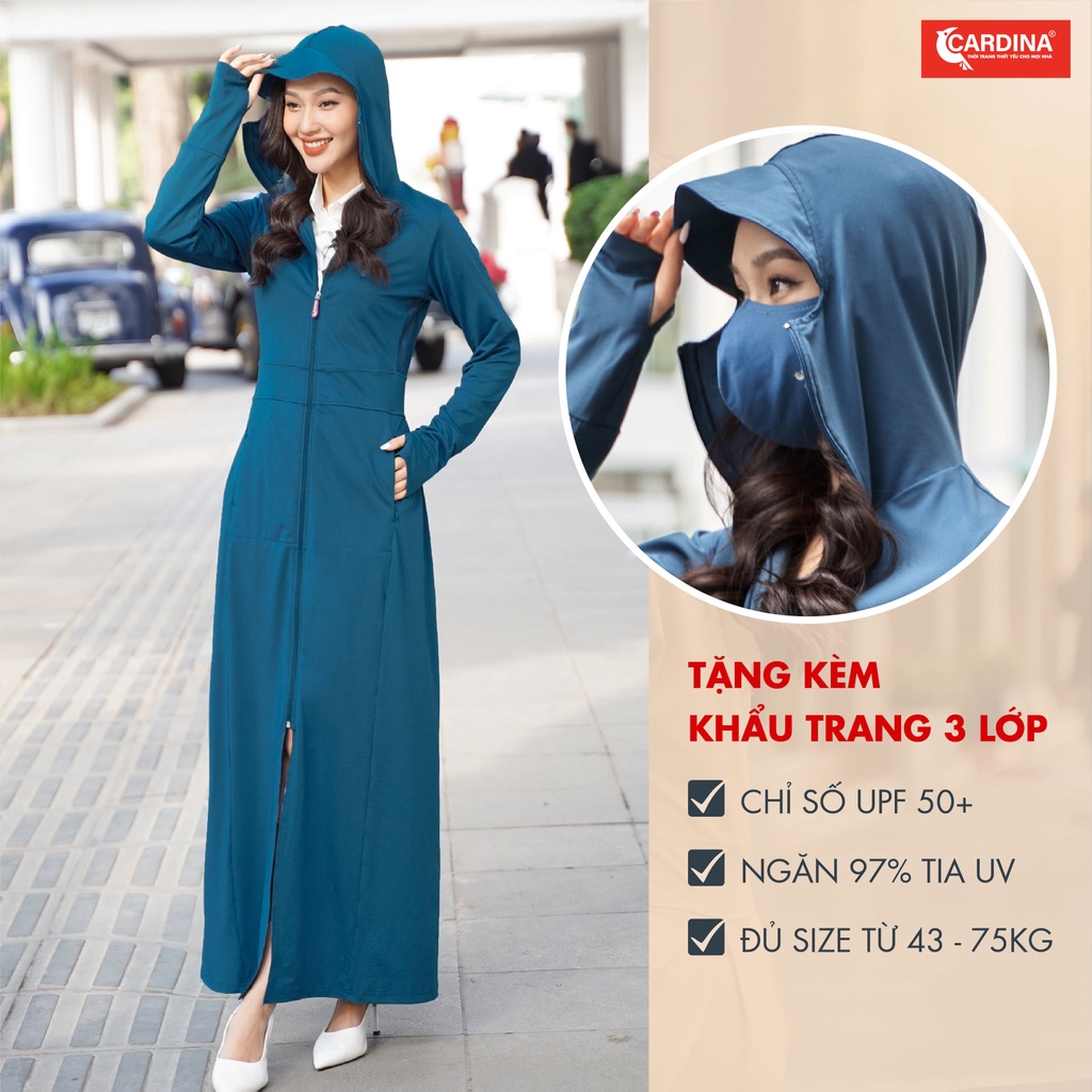 Áo  chống nắng toàn thân 2 lớp Cardina chính hẫng tặng kèm khẩu trang