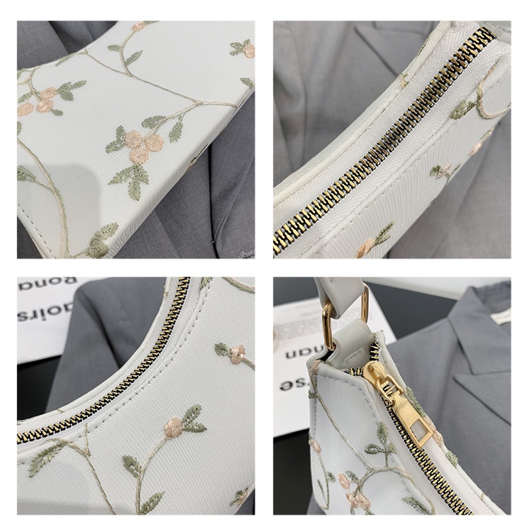 Túi xách nữ kẹp nách dáng thuyền họa tiết thêu hoa phong cách Hàn Quốc hàng Quảng Châu 1999store_official