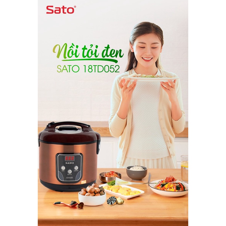 Nồi làm tỏi đen chống ung thư tiểu đường Sato 18TD-052 Công nghệ Nhật Bản Dung tích 4.5L, Sản xuất Việt Nam, BH 12 tháng