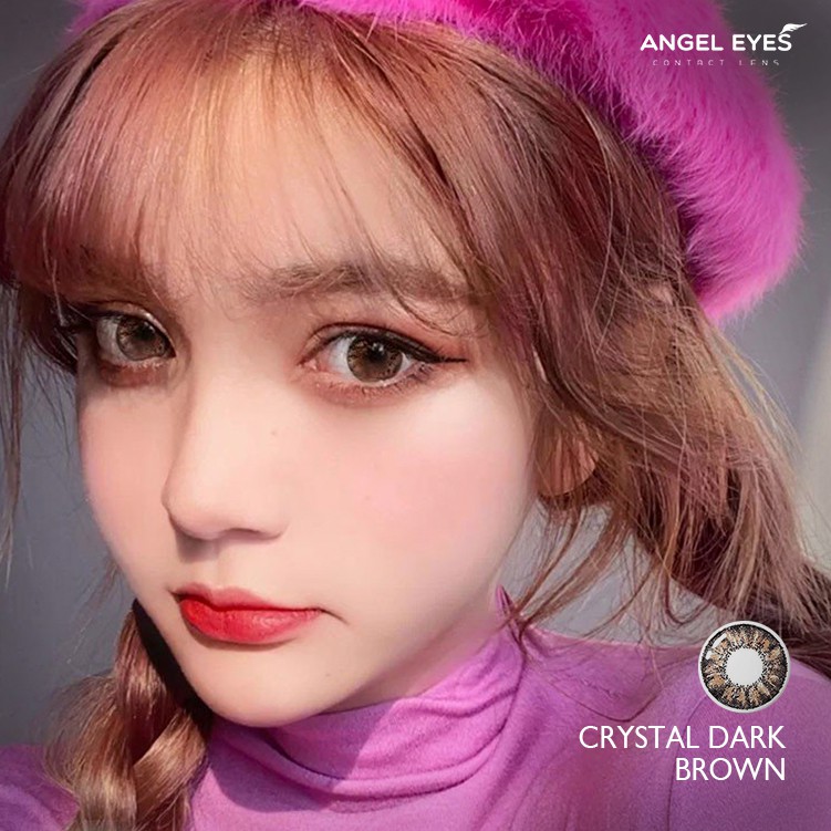 Kính giãn tròng Crystal Dark Brown thương hiệu Angel Eyes đường kính 14.5 - Không độ